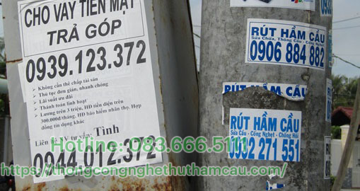 dán tờ rơi quảng cáo hút hầm cầu