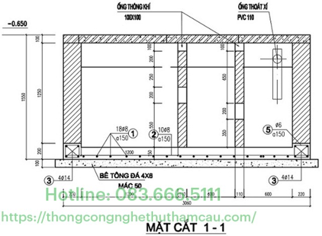 bản vẽ bể 3 ngăn