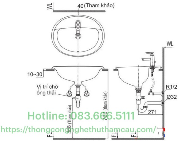 Cách lắp đặt chậu rửa mặt âm bàn 2