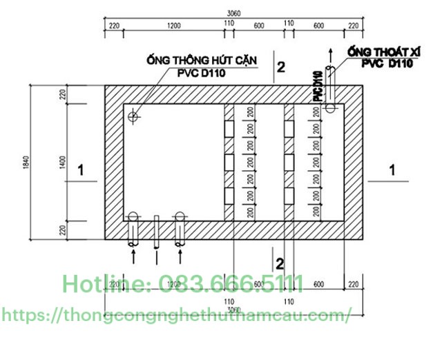 Thiết kế bể phốt 2 ngăn